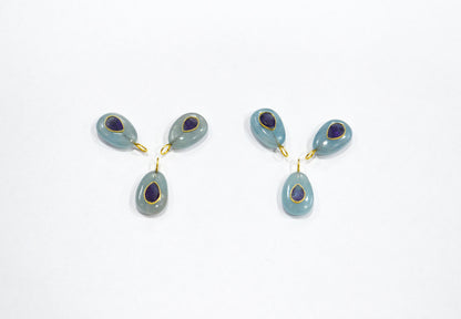 Aquamarine Smooth Egg Shape With Amethyst Inlay Single Bail Connector , Sold By Piece , 12x18 mm , 32502