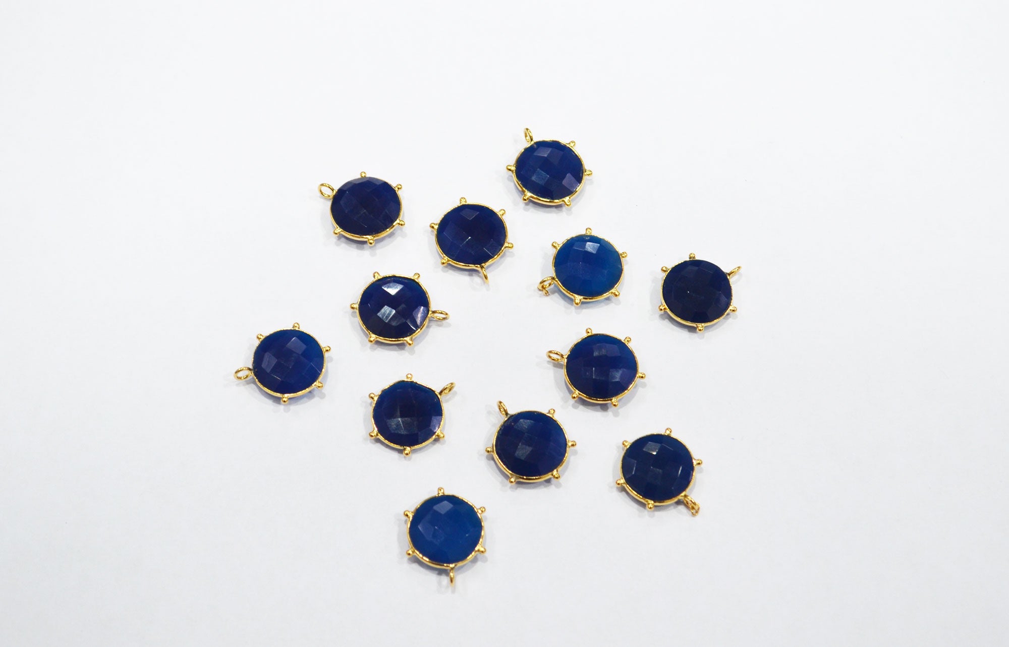 Sapphire Chalcedony Faceted Coin Shape Connector , Sold By Piece , 16 - 17 mm , 32507