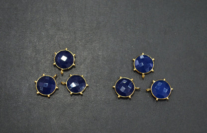 Sapphire Chalcedony Faceted Coin Shape Connector , Sold By Piece , 16 - 17 mm , 32507