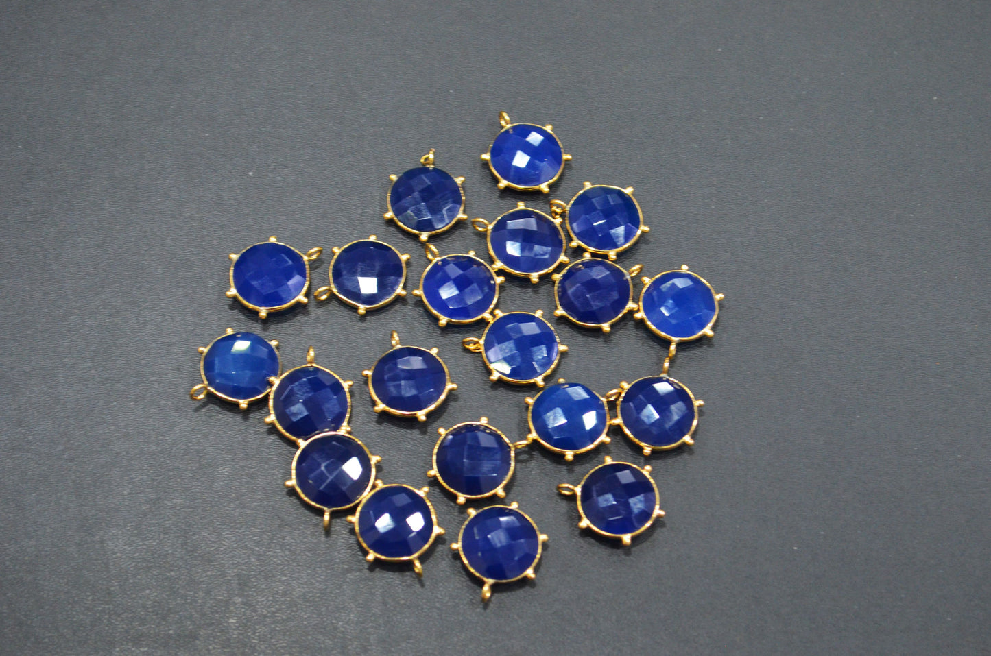 Sapphire Chalcedony Faceted Coin Shape Connector , Sold By Piece , 16 - 17 mm , 32507