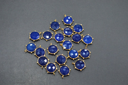 Sapphire Chalcedony Faceted Coin Shape Connector , Sold By Piece , 16 - 17 mm , 32507