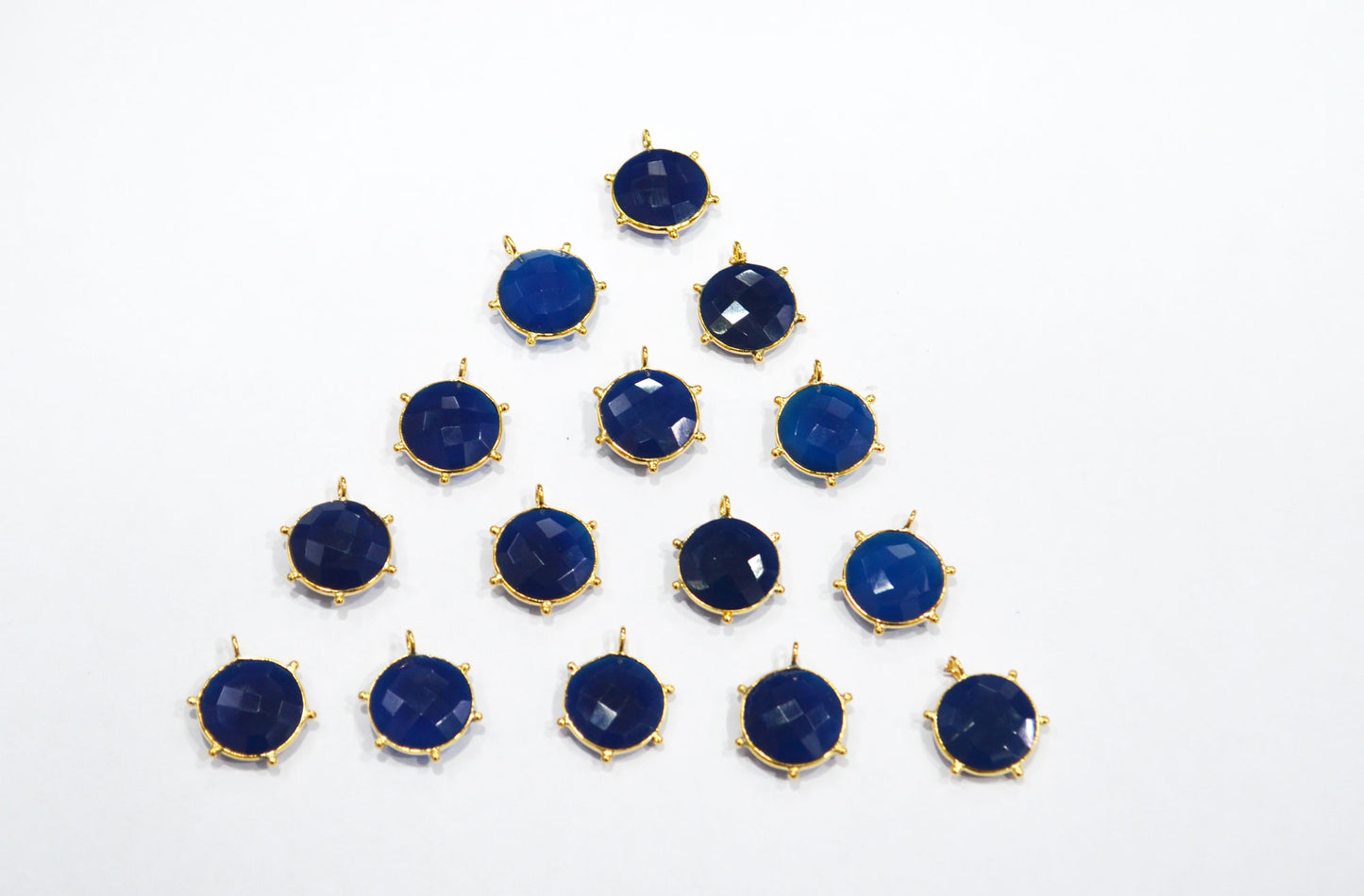 Sapphire Chalcedony Faceted Coin Shape Connector , Sold By Piece , 16 - 17 mm , 32507