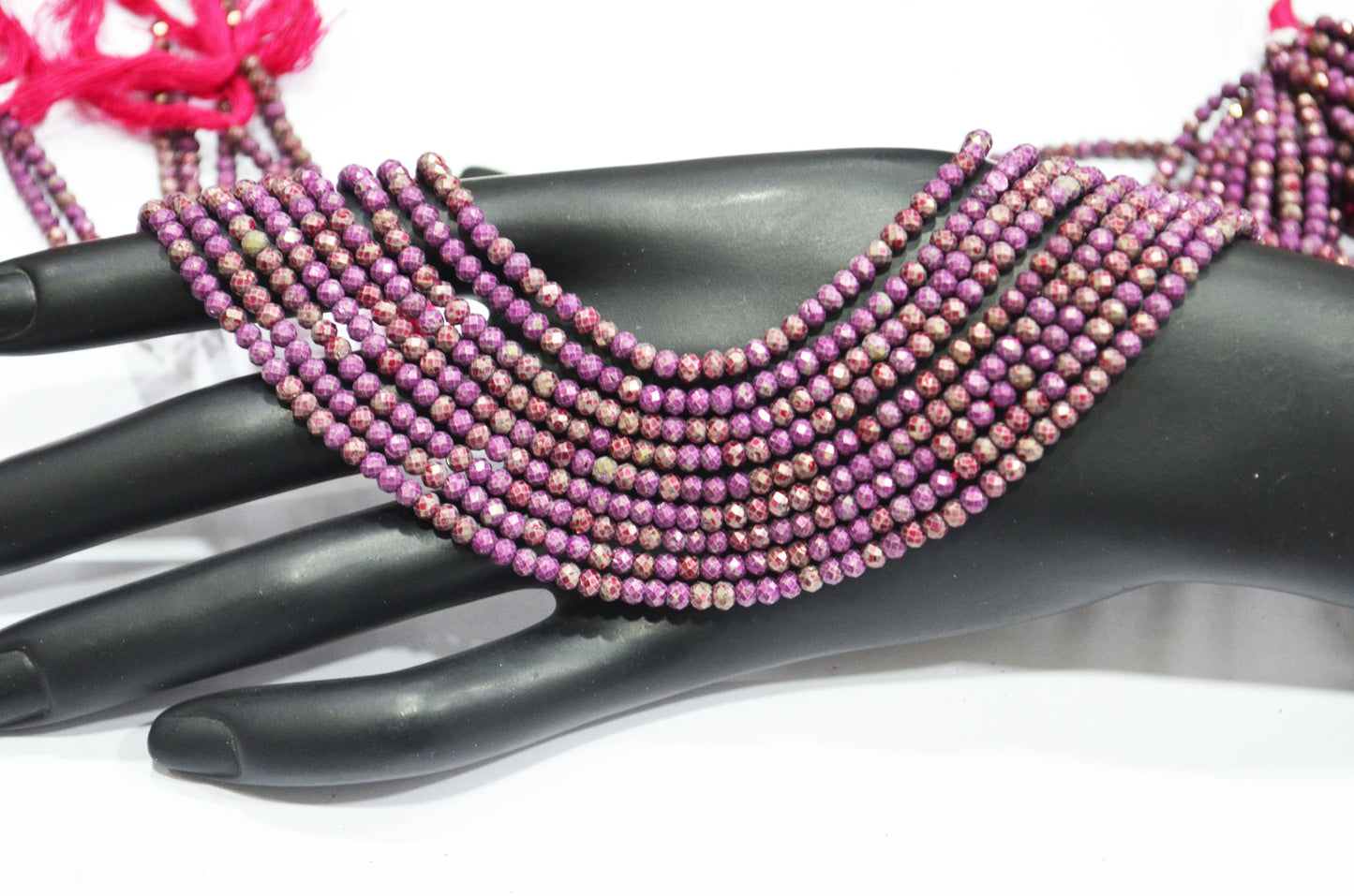 Rustic Coated Pink Old Fragmented Pyrite Rondelle Shape Beads , Sold By Strand , 3.25 mm , 13" , 32508