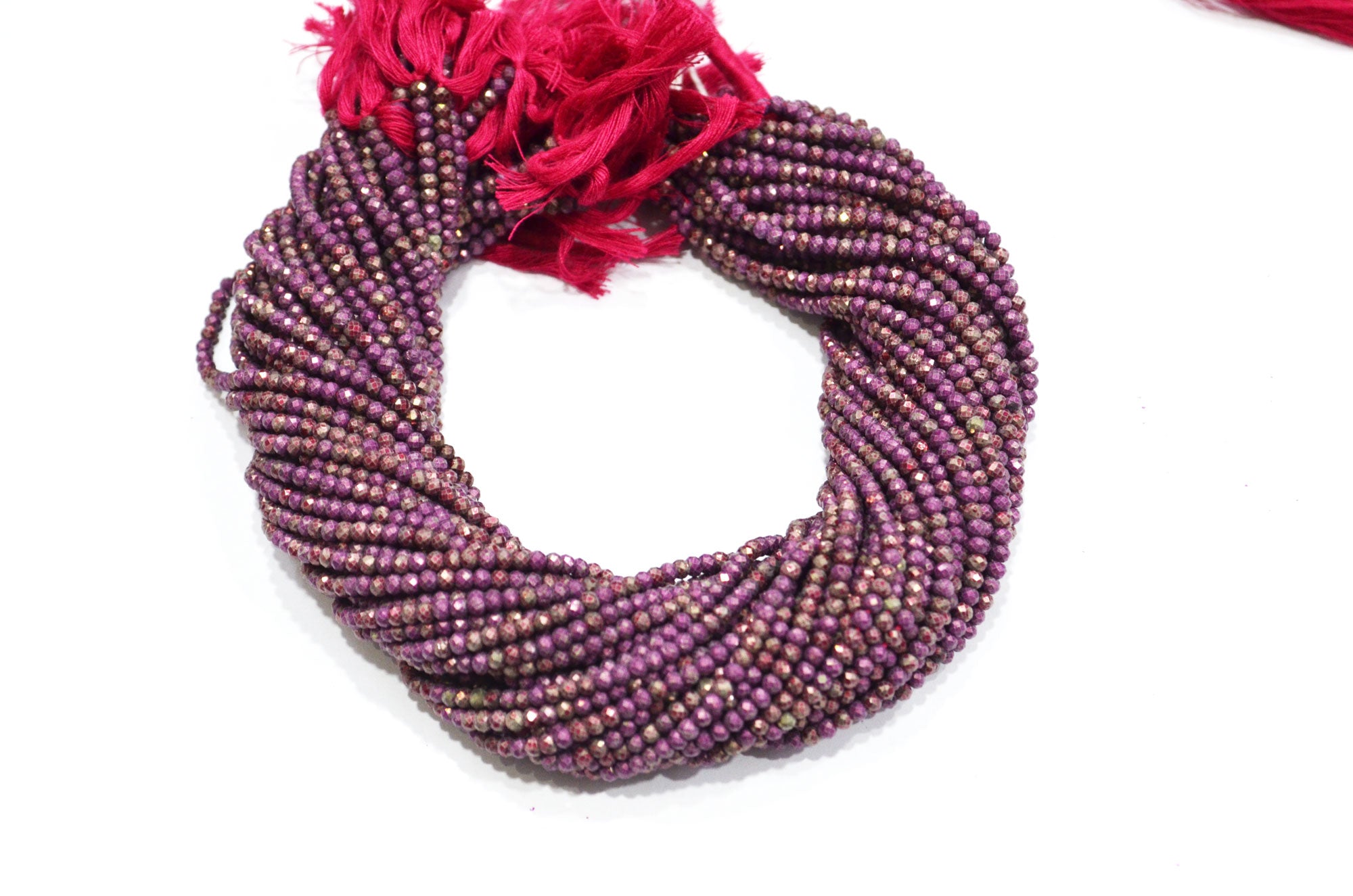 Rustic Coated Pink Old Fragmented Pyrite Rondelle Shape Beads , Sold By Strand , 3.25 mm , 13" , 32508