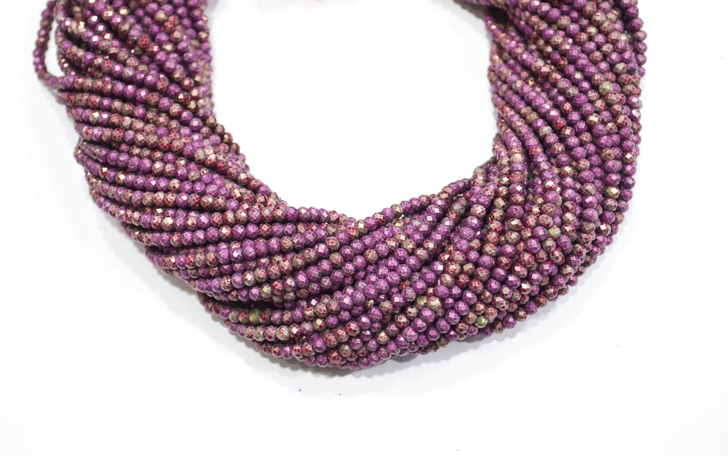 Rustic Coated Pink Old Fragmented Pyrite Rondelle Shape Beads , Sold By Strand , 3.25 mm , 13" , 32508