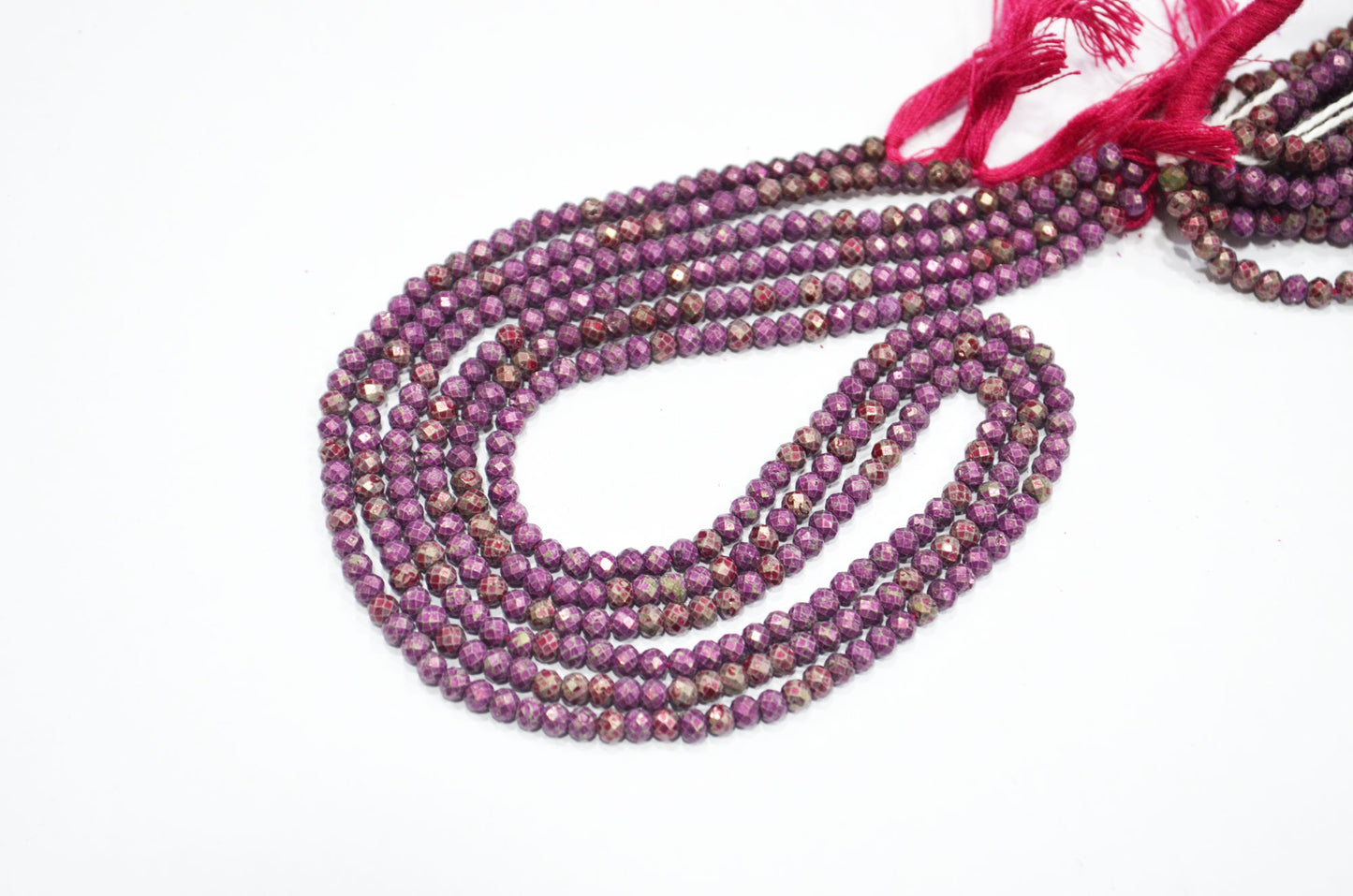 Rustic Coated Pink Old Fragmented Pyrite Rondelle Shape Beads , Sold By Strand , 3.25 mm , 13" , 32508