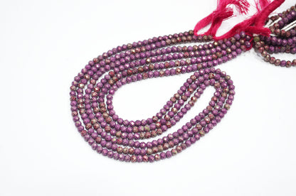 Rustic Coated Pink Old Fragmented Pyrite Rondelle Shape Beads , Sold By Strand , 3.25 mm , 13" , 32508