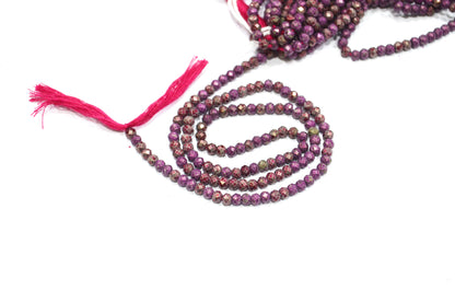 Rustic Coated Pink Old Fragmented Pyrite Rondelle Shape Beads , Sold By Strand , 3.25 mm , 13" , 32508