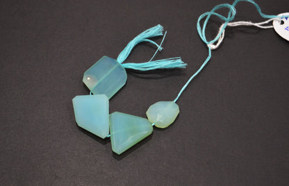 4 Pieces In A Strand Aqua Chalcedony Laser Cut Nuggets Shape Beads , 14.50x18 - 20x24 mm , 32510