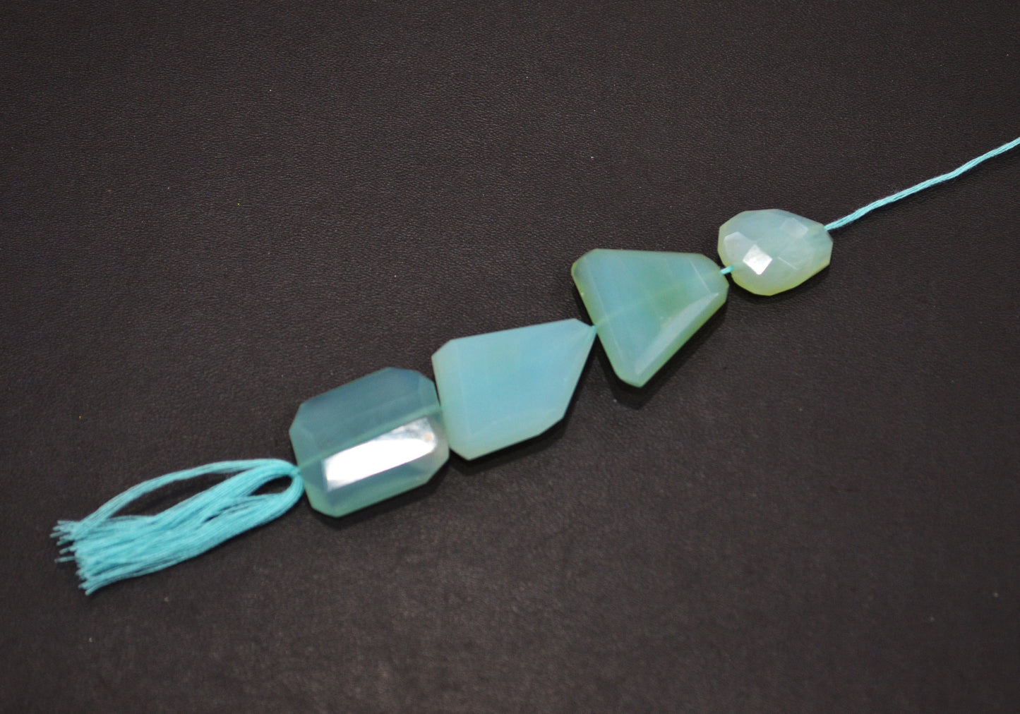 4 Pieces In A Strand Aqua Chalcedony Laser Cut Nuggets Shape Beads , 14.50x18 - 20x24 mm , 32510