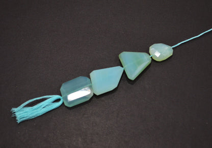 4 Pieces In A Strand Aqua Chalcedony Laser Cut Nuggets Shape Beads , 14.50x18 - 20x24 mm , 32510