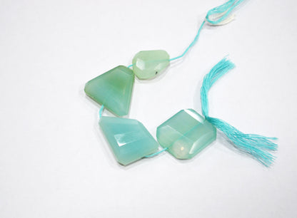 4 Pieces In A Strand Aqua Chalcedony Laser Cut Nuggets Shape Beads , 14.50x18 - 20x24 mm , 32510