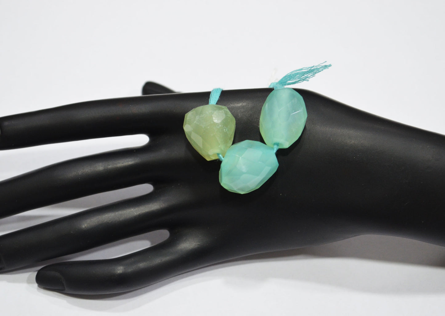 3 Pieces In A Strand Aqua Chalcedony Nuggets Shape Beads , 15x20 - 18x19 mm , 32511