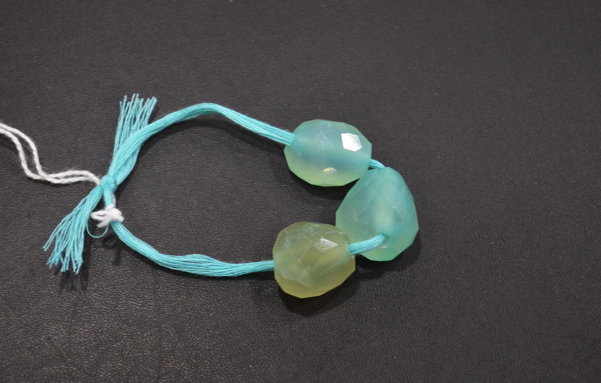 3 Pieces In A Strand Aqua Chalcedony Nuggets Shape Beads , 15x20 - 18x19 mm , 32511