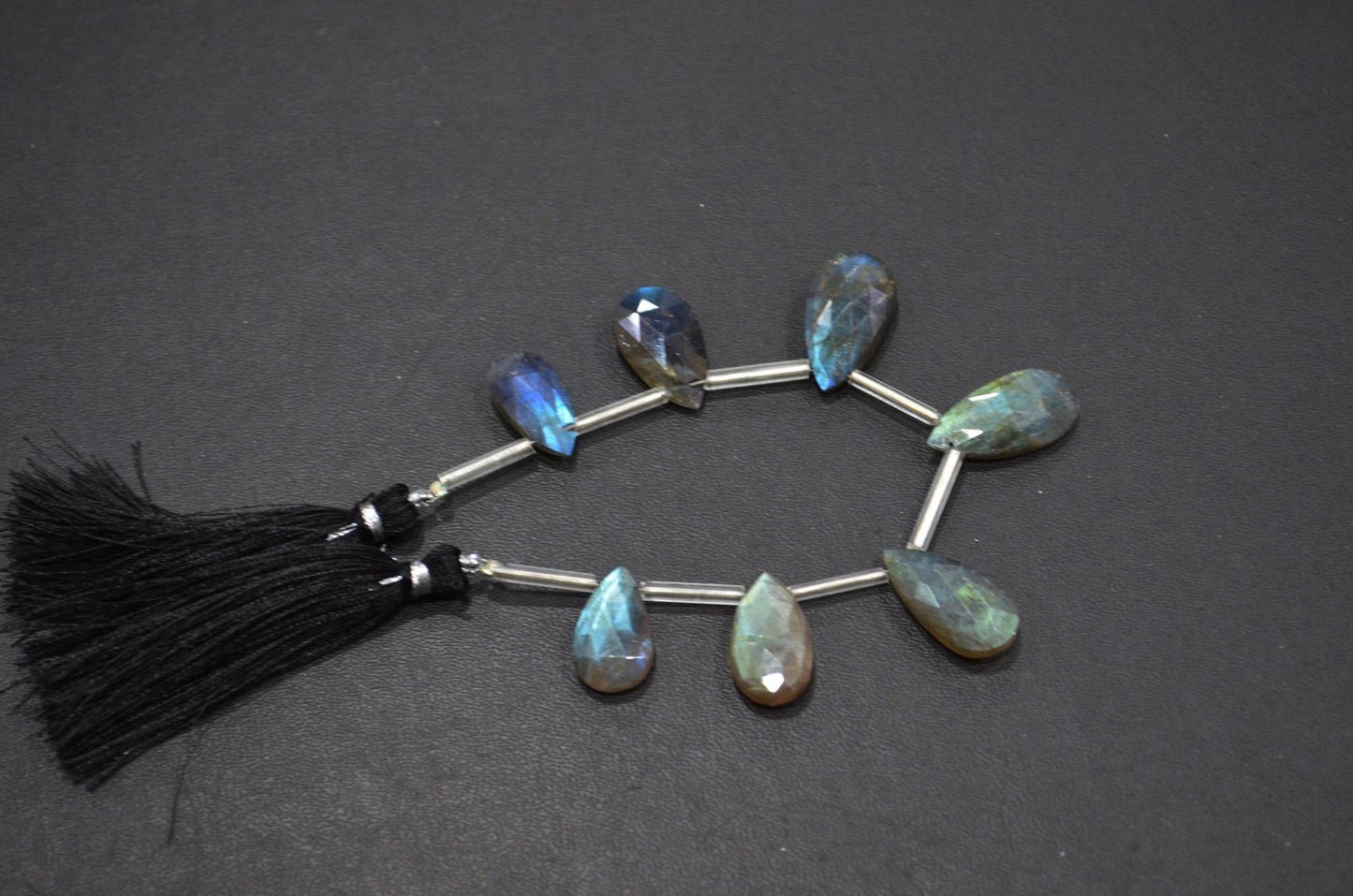Labradorite Faceted Pear Shape Beads , 7 Pieces In A Strand , 10x16 - 11x22 mm , 32513