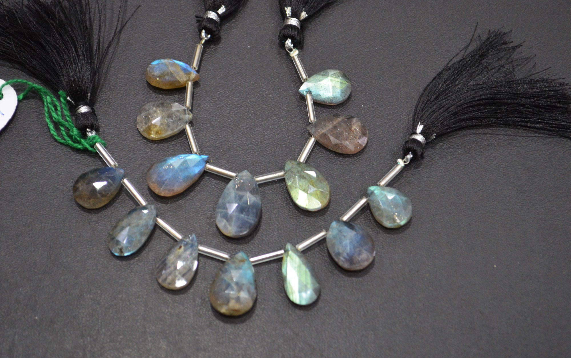 Labradorite Faceted Pear Shape Beads , 7 Pieces In A Strand , 10x15 - 12x22 mm , 32515