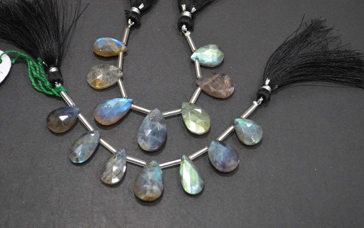 Labradorite Faceted Pear Shape Beads , 7 Pieces In A Strand , 10x15 - 12x22 mm , 32515