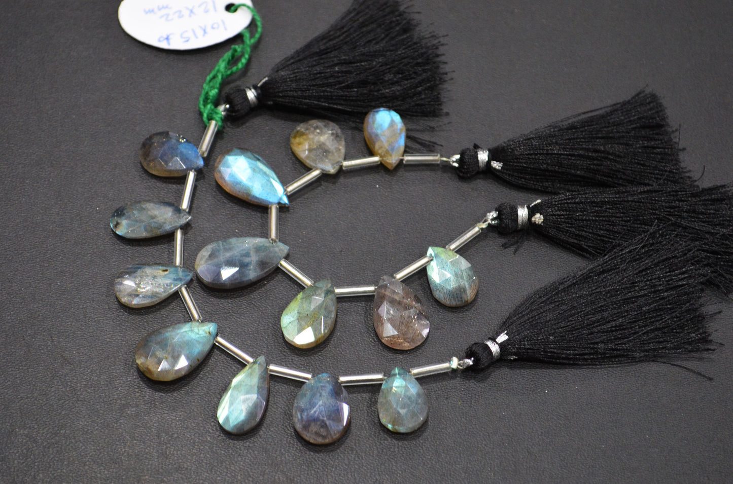 Labradorite Faceted Pear Shape Beads , 7 Pieces In A Strand , 10x15 - 12x22 mm , 32515