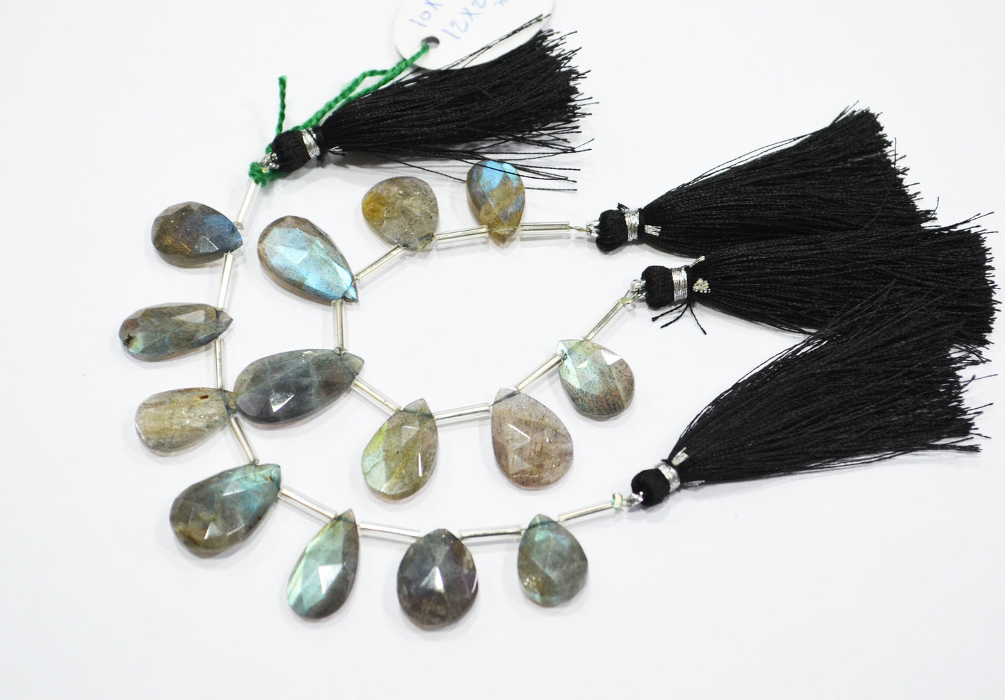 Labradorite Faceted Pear Shape Beads , 7 Pieces In A Strand , 10x15 - 12x22 mm , 32515