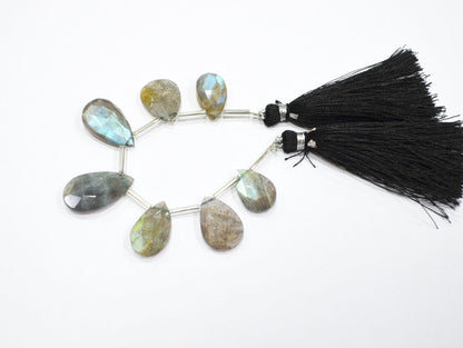 Labradorite Faceted Pear Shape Beads , 7 Pieces In A Strand , 10x15 - 12x22 mm , 32515
