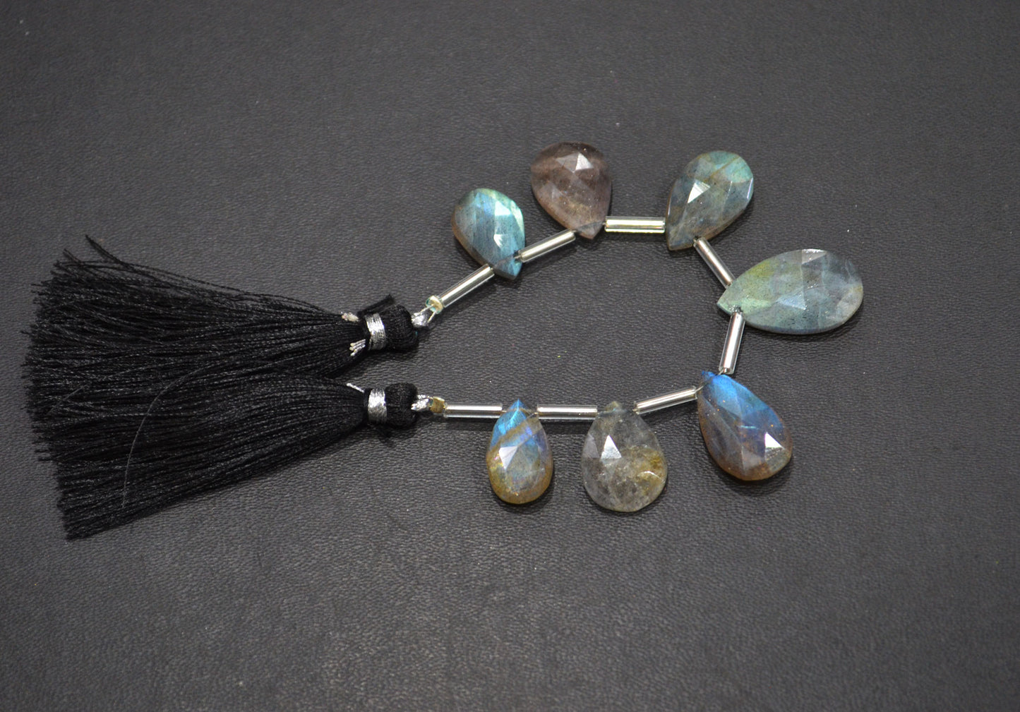 Labradorite Faceted Pear Shape Beads , 7 Pieces In A Strand , 10x15 - 12x22 mm , 32515