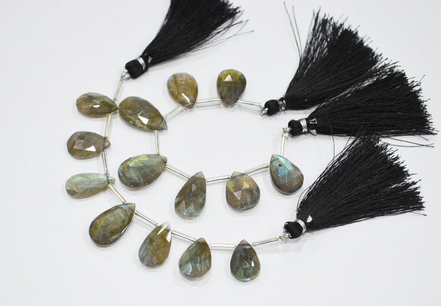 Labradorite Faceted Pear Shape Beads , 7 Pieces In A Strand , 10x14 - 12.50x19 mm , 32516