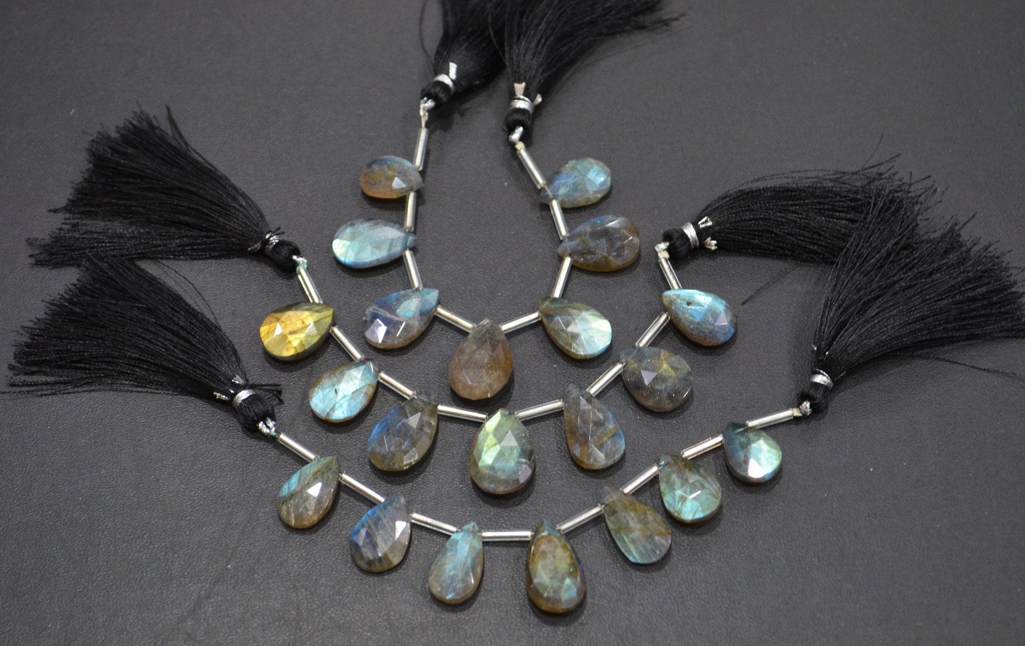 Labradorite Faceted Pear Shape Beads , 7 Pieces In A Strand , 10x14 - 12.50x19 mm , 32516