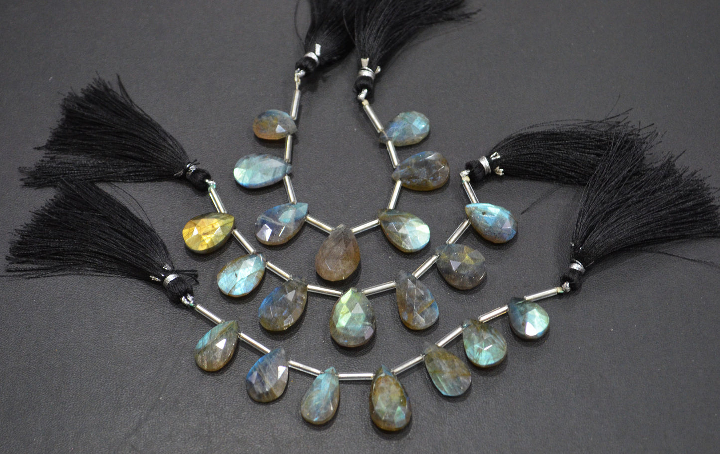 Labradorite Faceted Pear Shape Beads , 7 Pieces In A Strand , 10x14 - 12.50x19 mm , 32516