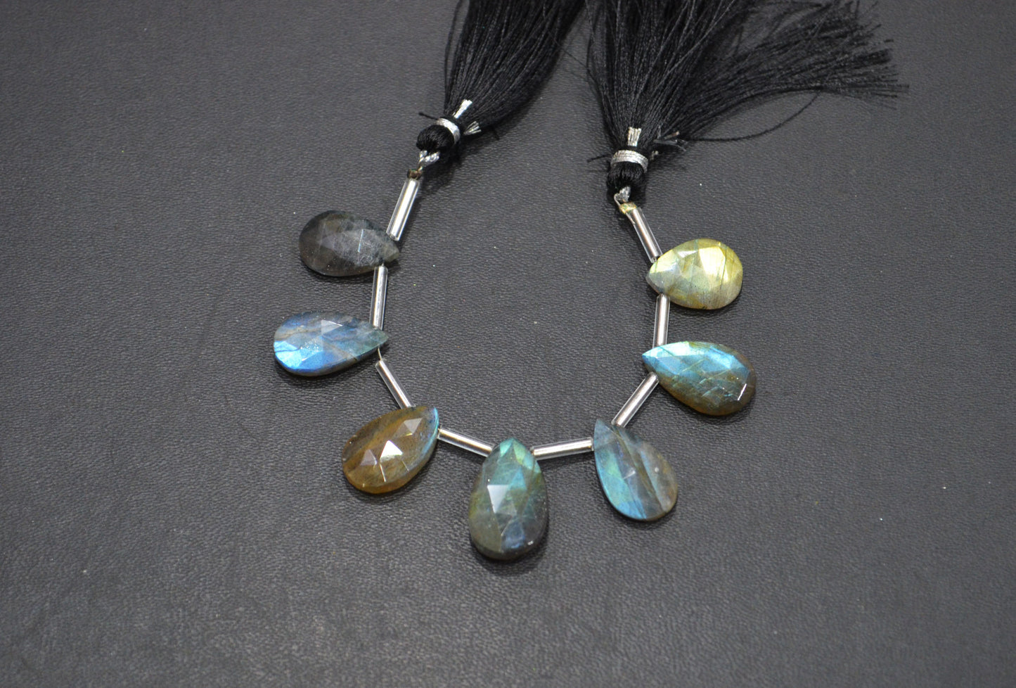 Labradorite Faceted Pear Shape Beads , 7 Pieces In A Strand , 11x15 - 12x20 mm , 32518