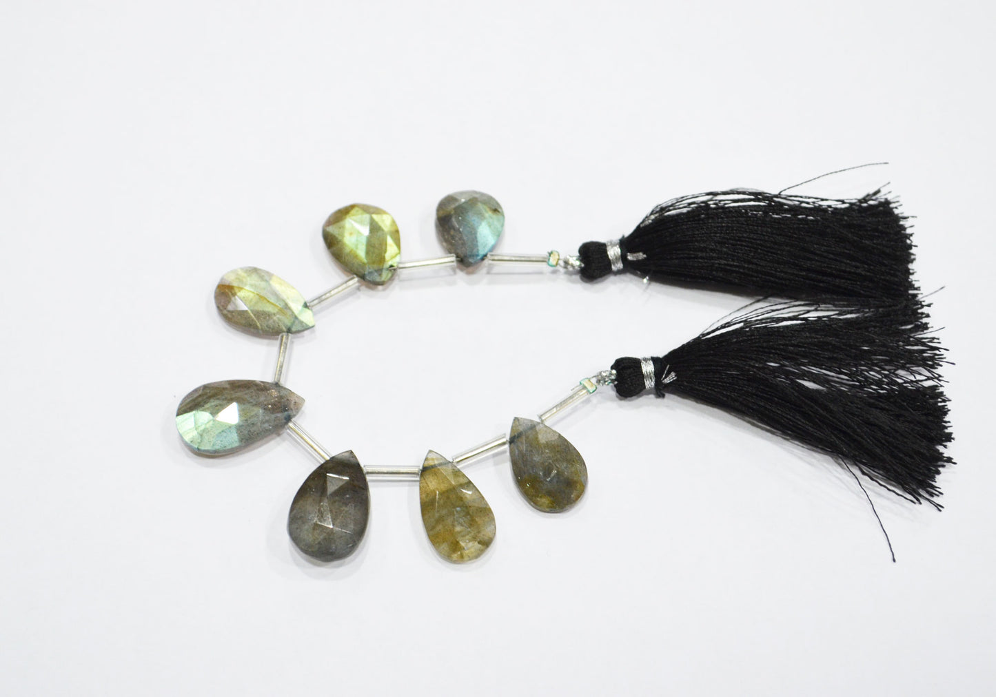 Labradorite Faceted Pear Shape Beads , 7 Pieces In A Strand , 11x15 - 12x20 mm , 32518