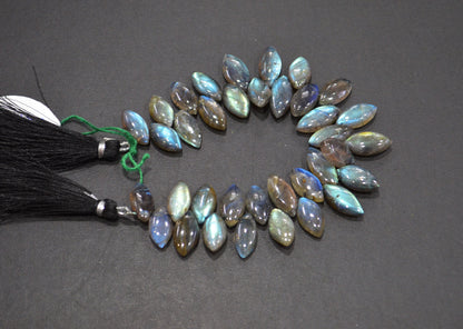 Labradorite Smooth Marquise Shape Beads , 7 Inches , 7.50x15 - 9x16 mm , 32522