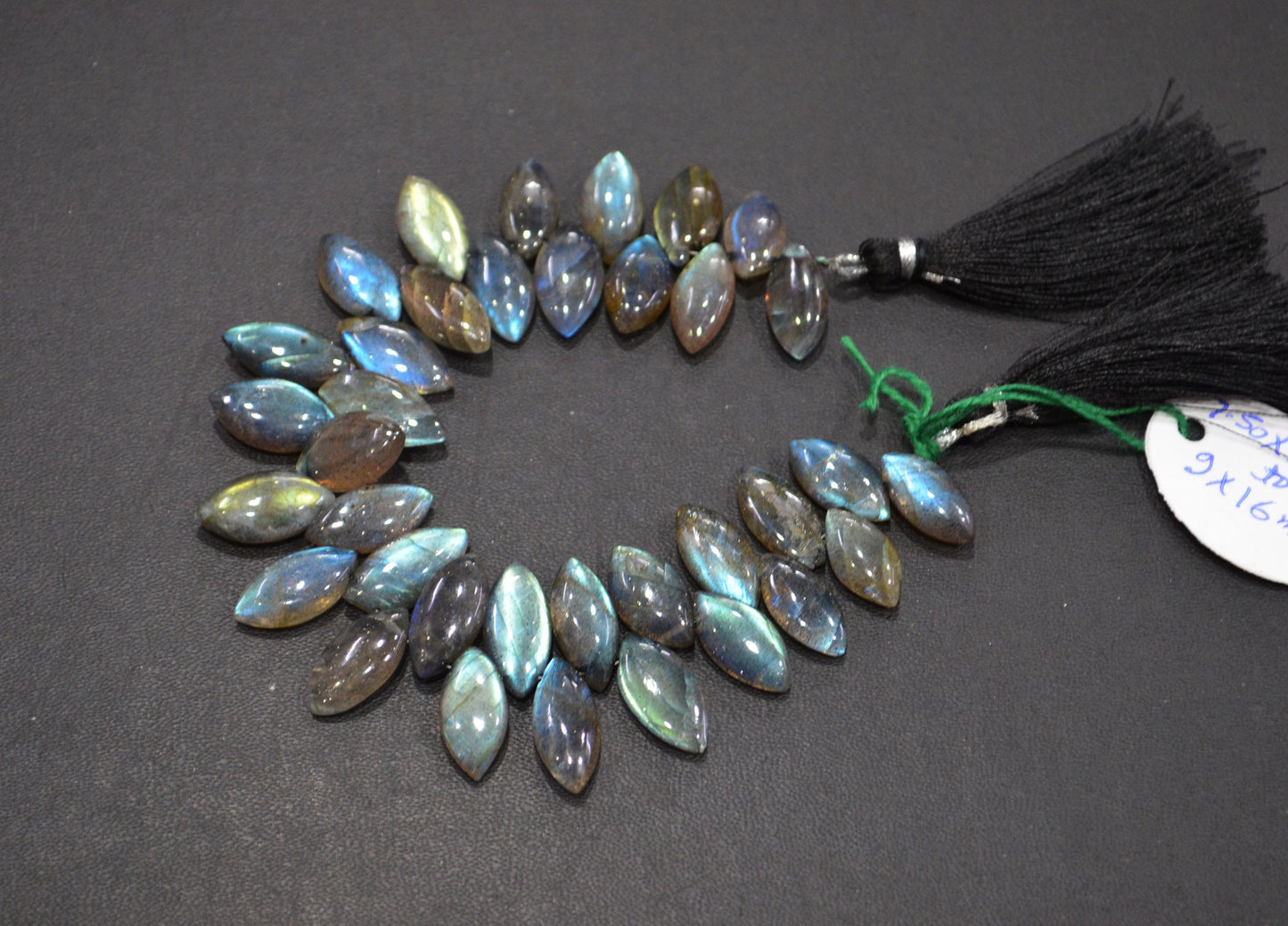 Labradorite Smooth Marquise Shape Beads , 7 Inches , 7.50x15 - 9x16 mm , 32522