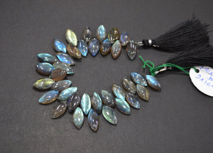 Labradorite Smooth Marquise Shape Beads , 7 Inches , 7.50x15 - 9x16 mm , 32522