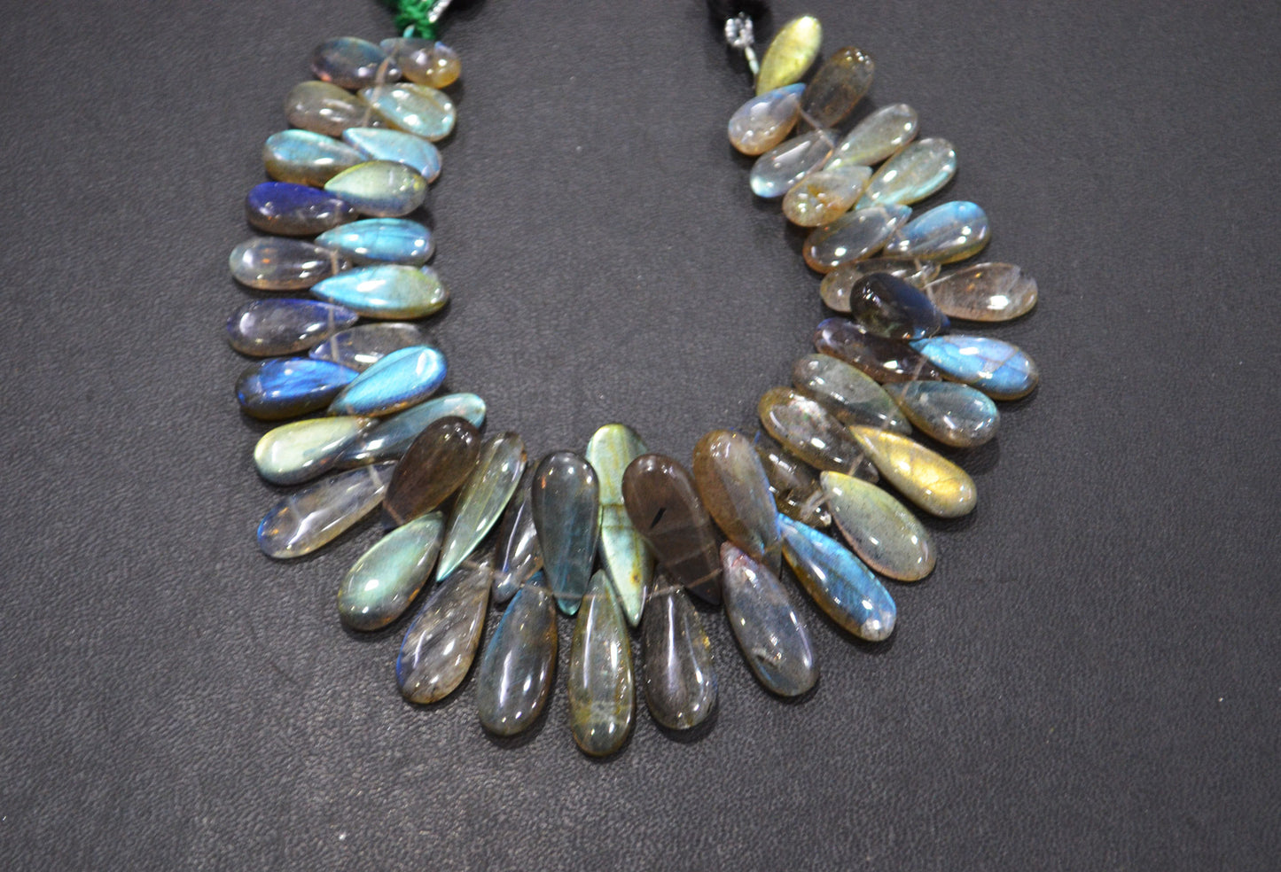 Labradorite Smooth Pear Shape Beads , 7 Inches , 5x10 - 8x22 mm , 32523