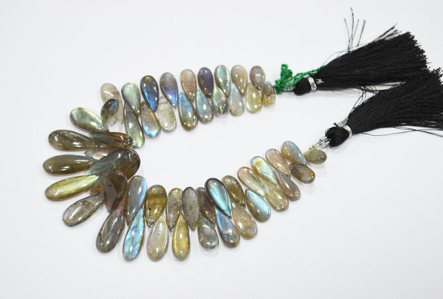 Labradorite Smooth Pear Shape Beads , 7 Inches , 5x10 - 8x22 mm , 32523