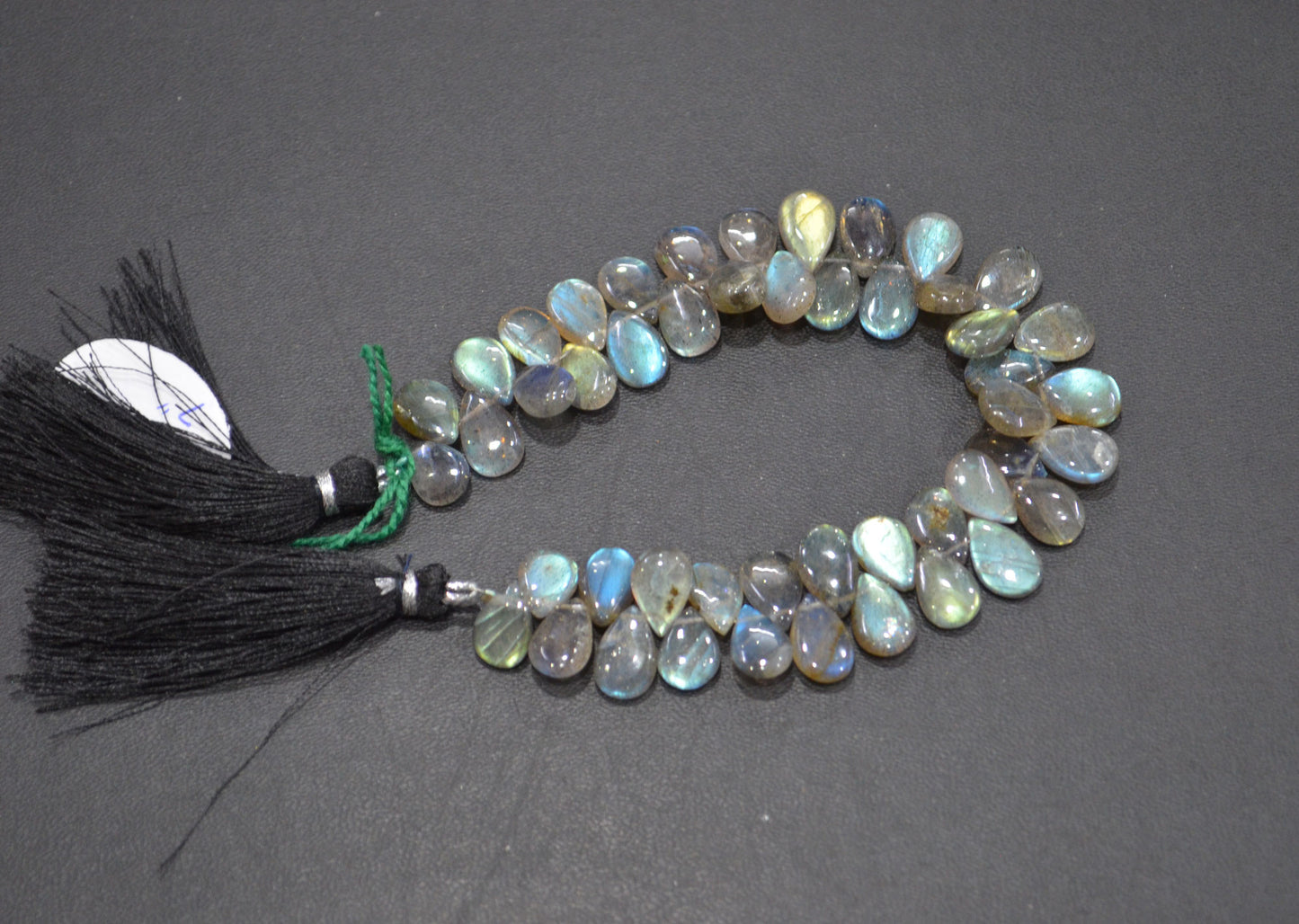 Labradorite Smooth Pear Shape Beads , 7 Inches , 7x9 - 7.50x11 mm , 32524