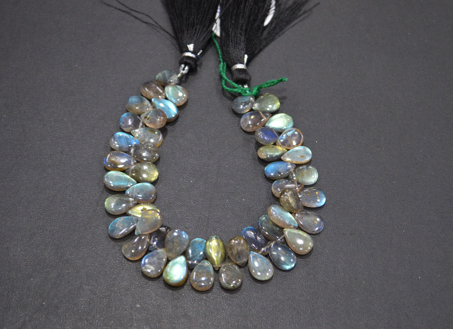 Labradorite Smooth Pear Shape Beads , 7 Inches , 7x9 - 7.50x11 mm , 32524