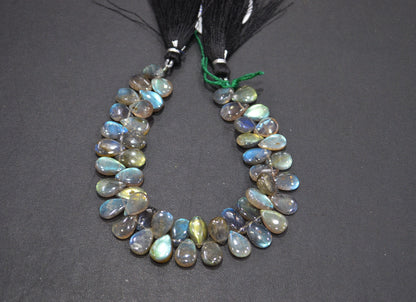 Labradorite Smooth Pear Shape Beads , 7 Inches , 7x9 - 7.50x11 mm , 32524