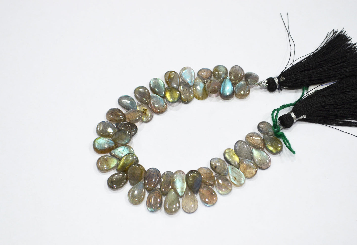 Labradorite Smooth Pear Shape Beads , 7 Inches , 7x9 - 7.50x11 mm , 32524