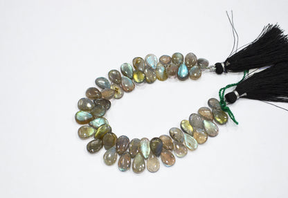 Labradorite Smooth Pear Shape Beads , 7 Inches , 7x9 - 7.50x11 mm , 32524