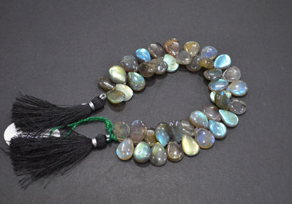 Labradorite Smooth Pear Shape Beads , 7 Inches , 9.50x12 - 9.50x12.50 mm , 32525