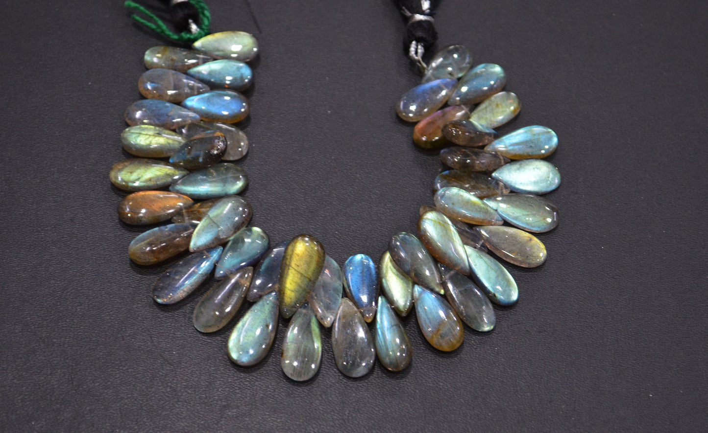 Labradorite Smooth Pear Shape Beads , 7 Inches , 8x14 - 9x18 mm , 32529