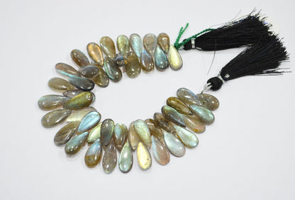 Labradorite Smooth Pear Shape Beads , 7 Inches , 8x14 - 9x18 mm , 32529