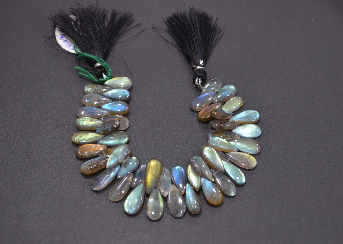 Labradorite Smooth Pear Shape Beads , 7 Inches , 8x14 - 9x18 mm , 32529