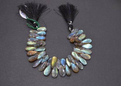 Labradorite Smooth Pear Shape Beads , 7 Inches , 8x14 - 9x18 mm , 32529