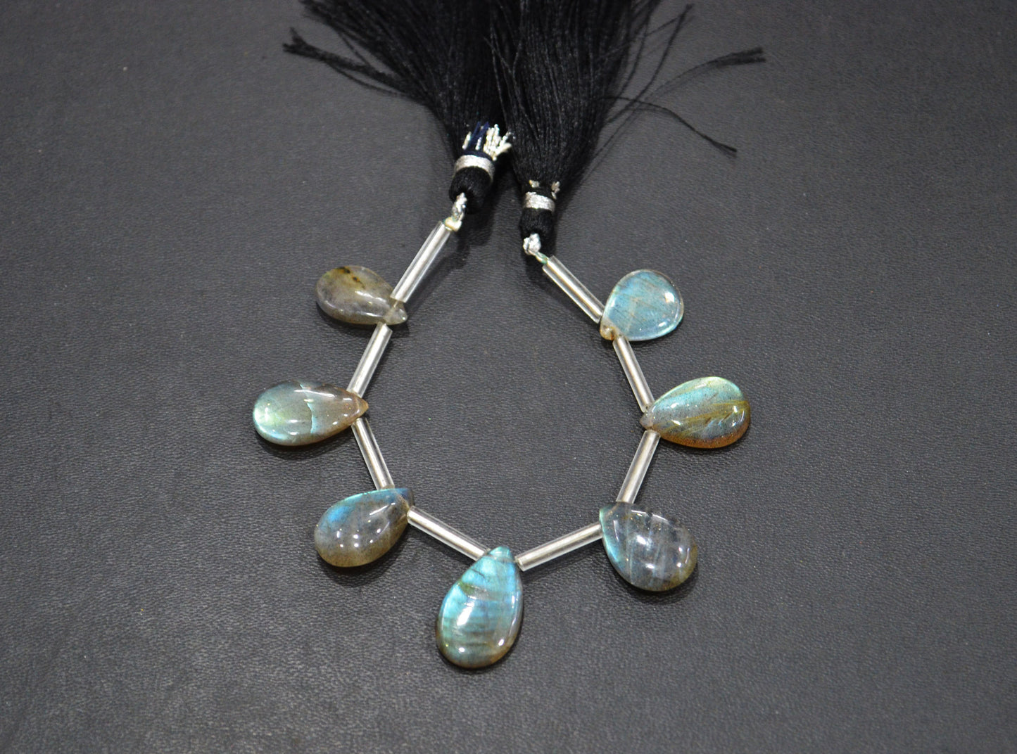 Labradorite Smooth Pear Shape Beads , 7 Pieces In A Strand , 10x14 - 11x17 mm , 32532