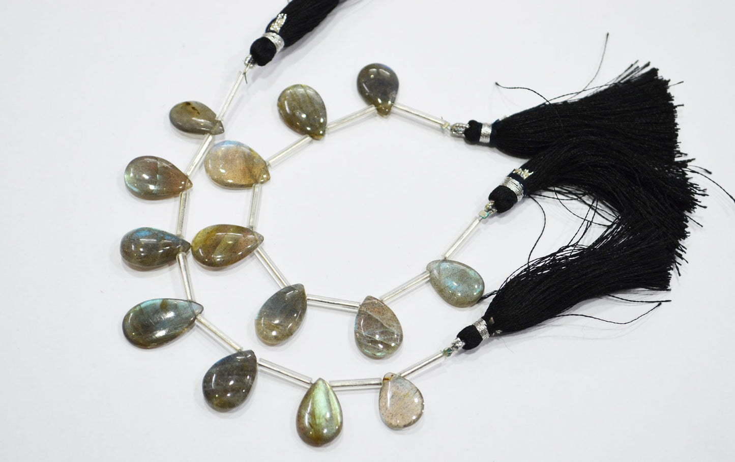Labradorite Smooth Pear Shape Beads , 7 Pieces In A Strand , 10x14 - 11x17 mm , 32532