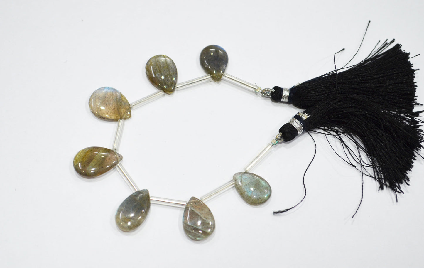 Labradorite Smooth Pear Shape Beads , 7 Pieces In A Strand , 10x14 - 11x17 mm , 32532