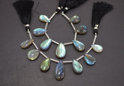 Labradorite Smooth Pear Shape Beads , 7 Pieces In A Strand , 11x17 - 14x23 mm , 32533