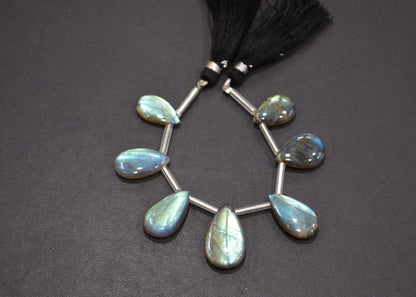 Labradorite Smooth Pear Shape Beads , 7 Pieces In A Strand , 11x17 - 14x23 mm , 32533